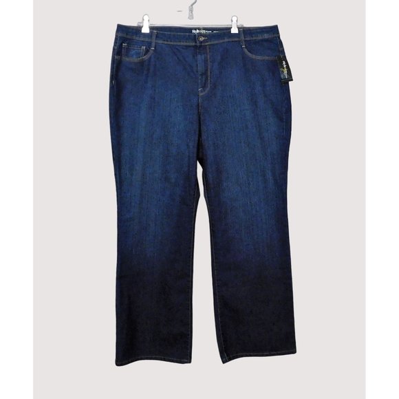 Style & Co Jeans 20W Blue Dark Wash Boot Cut Cotton Blend New - Picture 1 of 6